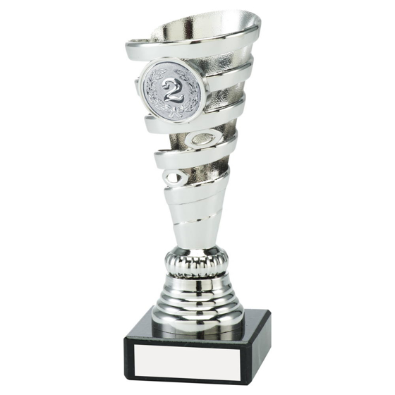 Plastic Spiral Trophy (1in Centre) - Silver 6in (152mm)