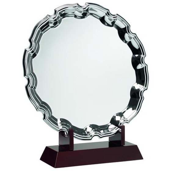 Silver Plated 'chippendale' Salver On Wooden Stand - 8.25in (210mm)