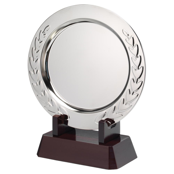 Silver Plated 'laurel' Salver On Wooden Stand - 349mm (349mm)
