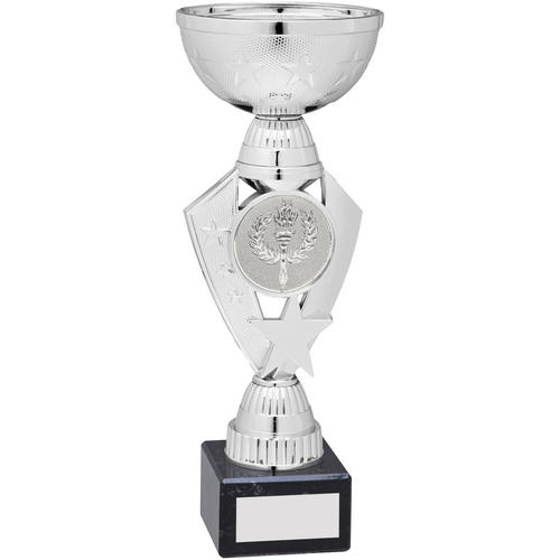 Silver Total Plastic Star Trophy - (2in Centre) 9.75in (248mm)