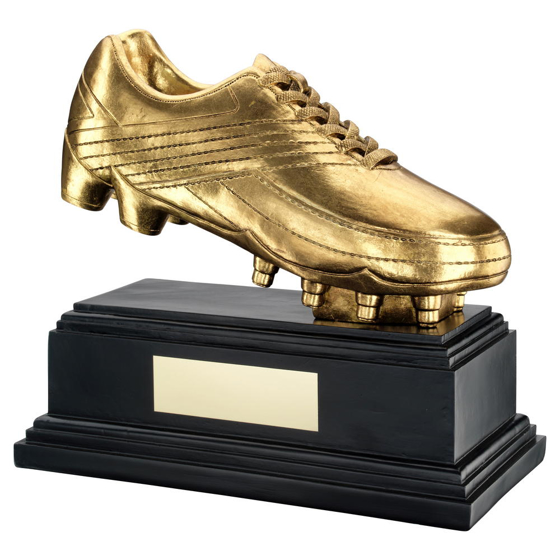 Antique Gold Premium Football Boot On Black Base Trophy - 10 x 11in (254 X 279mm)
