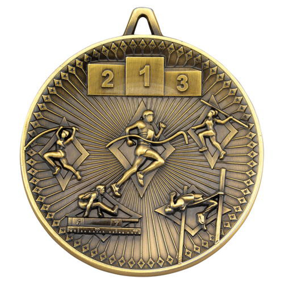 Athletics Deluxe Medal - Antique Gold 2.35in (60mm)