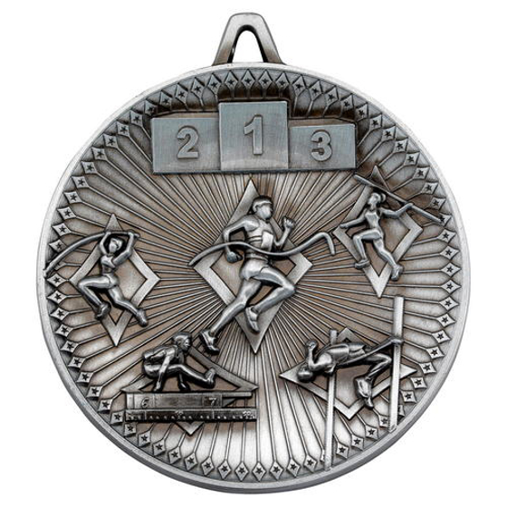 Athletics Deluxe Medal - Antique Silver 2.35in (60mm)