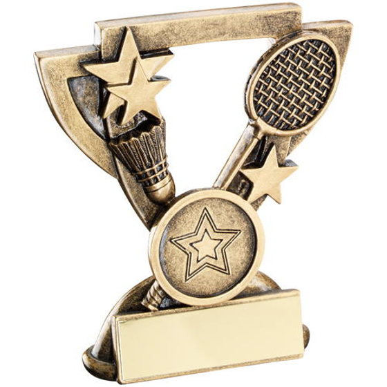 Brz/gold Badminton Mini Cup Trophy - (1in Centre) 3.75in (95mm)