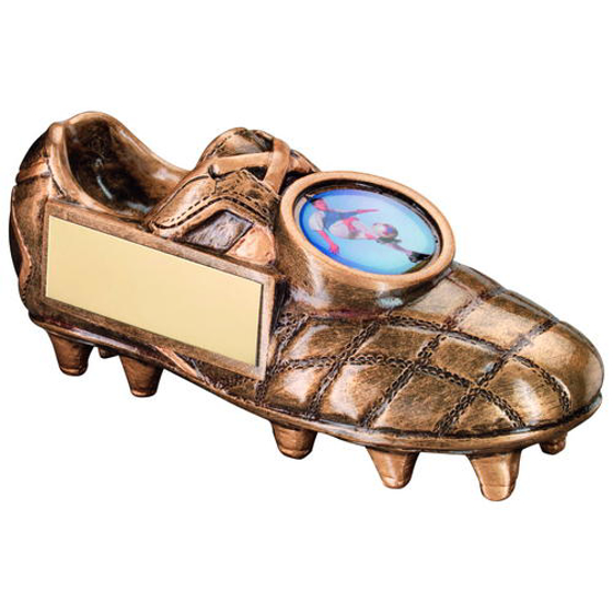 Brz/gold Football Boot Trophy - (1in Centre)   4.5 x 2in (114 X 51mm)