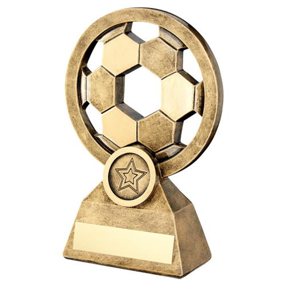 Brz/gold Football With Holes Trophy (1in Centre) - 4.75in (121mm)