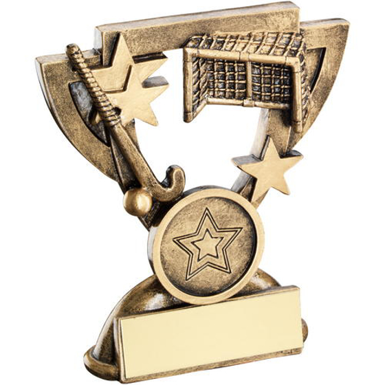 Brz/gold Hockey Mini Cup Trophy - (1in Centre) 3.75in (95mm)