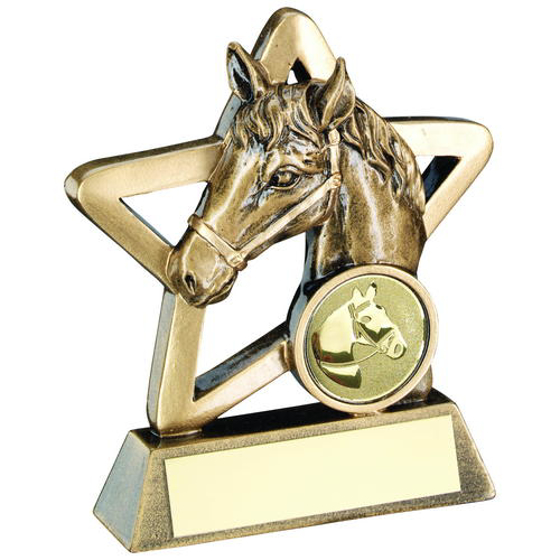 Brz/gold Horse Mini Star Trophy - (1in Centre) 3.75in (95mm)