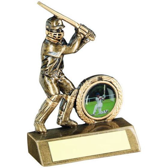 Brz/gold Mini Cricket Batsman Trophy - (1in Centre) 4in (102mm)