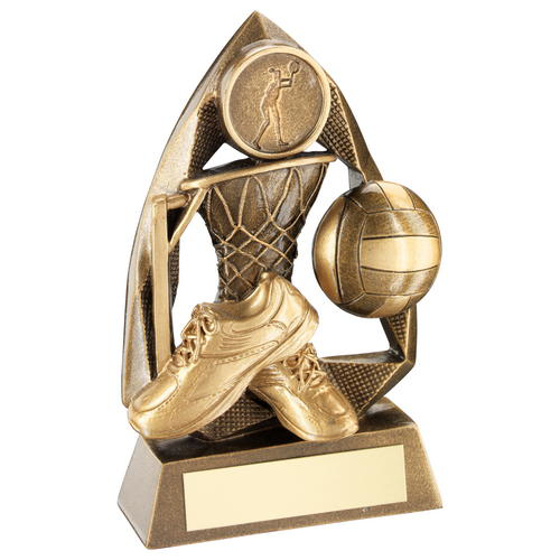 Brz/gold Netball Diamond Collection Trophy   (1in Centre) - 5.75in (146mm)