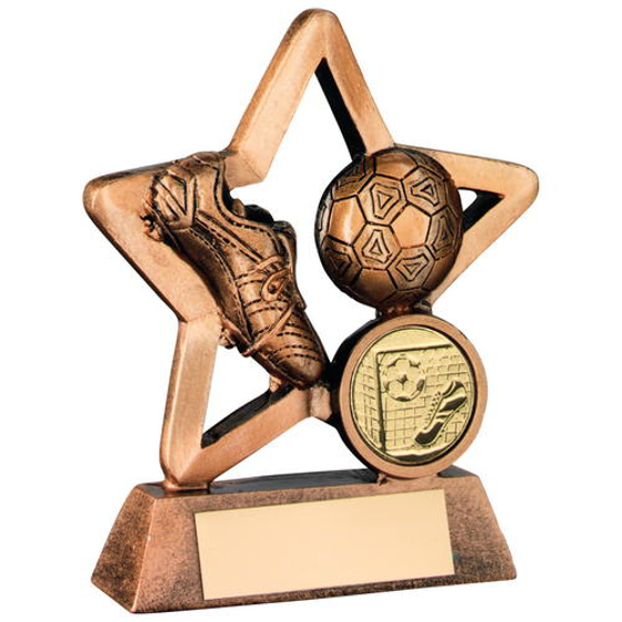 Brz/gold Resin Football Mini Star Trophy - (1in Centre) 4.25in (108mm)