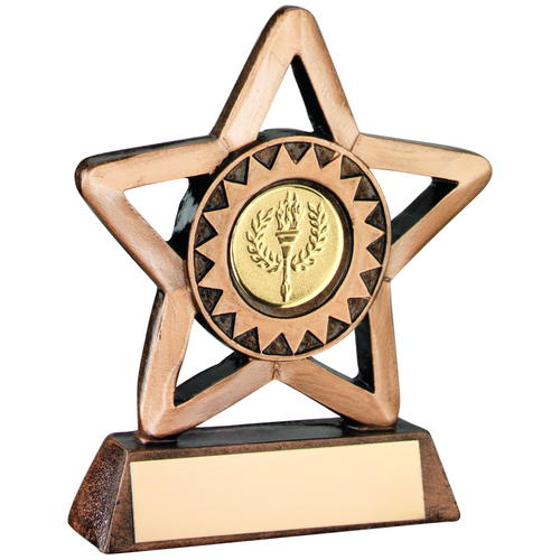 Brz/gold Resin Generic Mini Star Trophy (1in Centre) - 3.75in (95mm)
