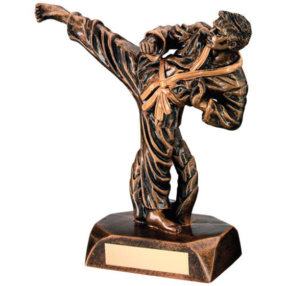 Brz/gold Resin Karate Figure Trophy - 7.5in (191mm)