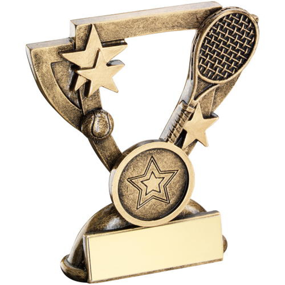 Brz/gold Tennis Mini Cup Trophy - (1in Centre) 3.75in (95mm)