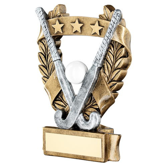 Brz/pew/white/gold Hockey 3 Star Wreath Award Trophy - 5in (127mm)