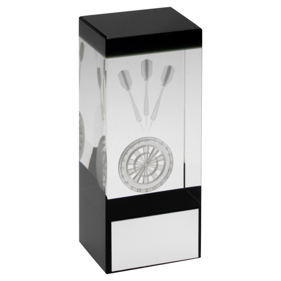 Clear/black Glass Block With Lasered Darts Image Trophy - 4.75in (121mm)