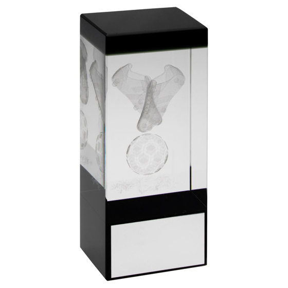 Clear/black Glass Block With Lasered Football Image Trophy - 4.75in (121mm)