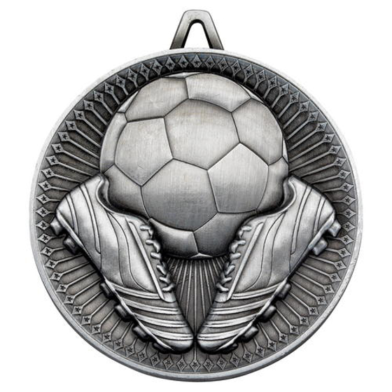 Football Deluxe Medal - Antique Silver 2.35in (60mm)