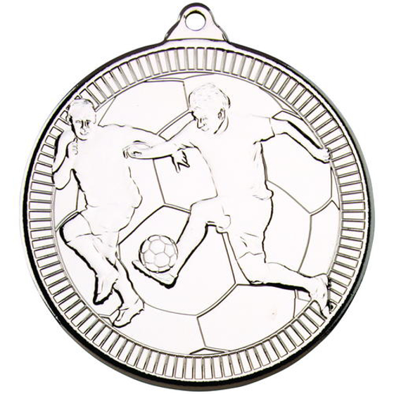 Football 'multi Line' Medal - Silver 2in (50mm)