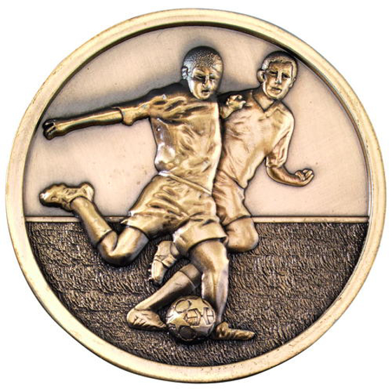 Football Players Medallion - Antique Gold     2.75in (70mm)