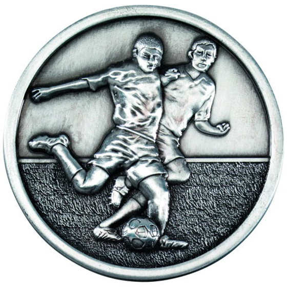 Football Players Medallion - Antique Silver   2.75in (70mm)