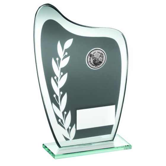 Grey/silver Glass Plaque With Golf Insert Trophy - 8in (203mm)