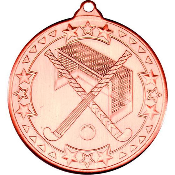 Hockey 'tri Star' Medal - Bronze 2in (50mm)