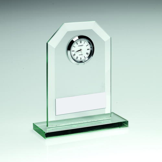 Jade Glass Clock Trophy - 5.25in (133mm)