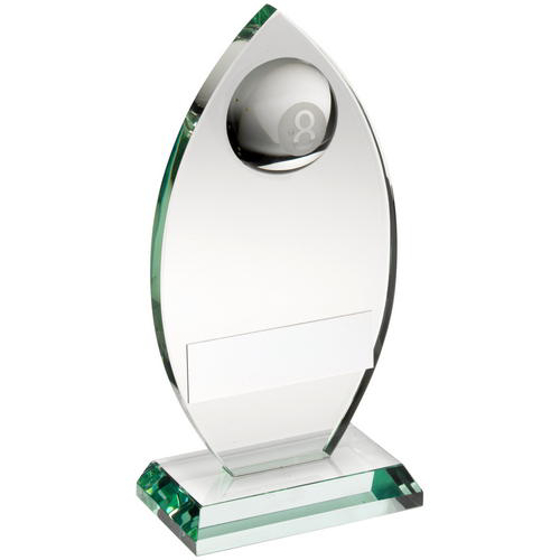 Jade Glass Plaque With Half Pool Ball Trophy - 6.75in (171mm)