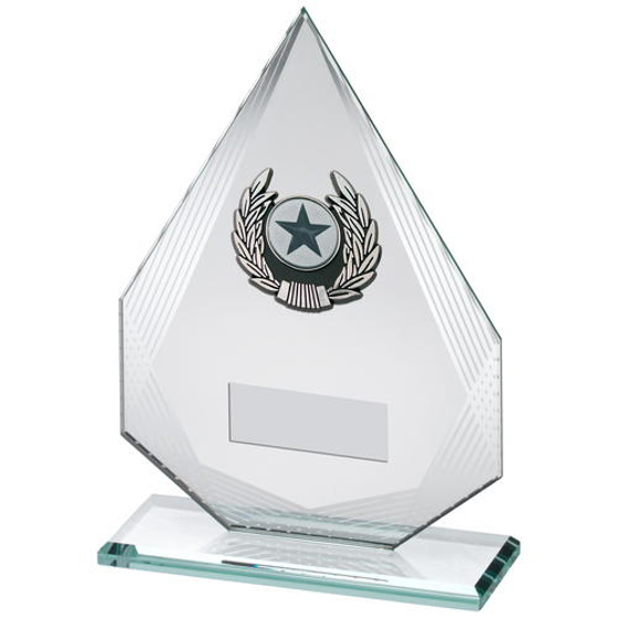 Jade/silver Diamond Glass With Silv/blk Trim Trophy - (1in Centre) 6.5in (165mm)