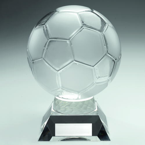 Large Clear Glass Football Trophy - 6.5in (165mm)