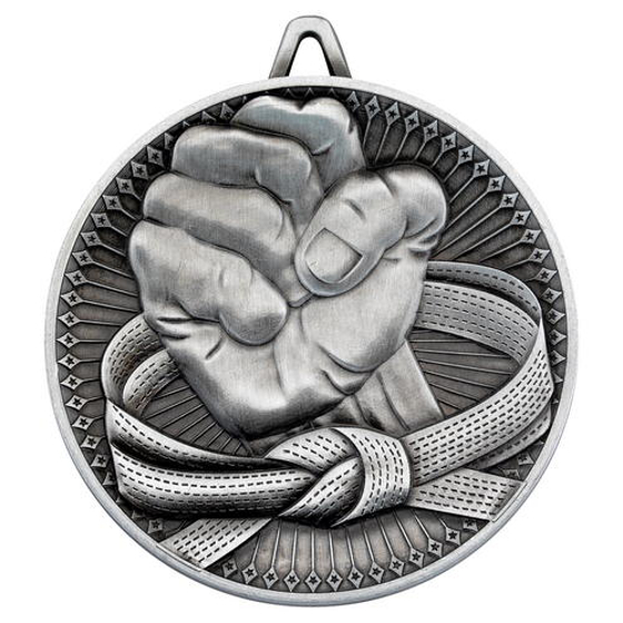 Martial Arts Deluxe Medal - Antique Silver        2.35in (60mm)