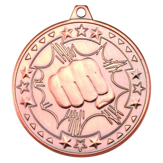 Martial Arts 'tri Star' Medal - Bronze 2in (50mm)