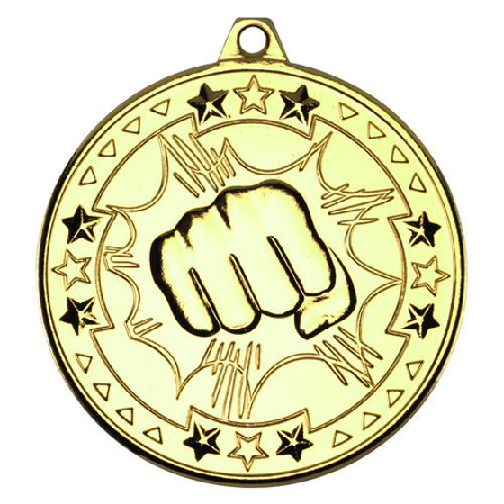 Martial Arts 'tri Star' Medal - Gold 2in (50mm)