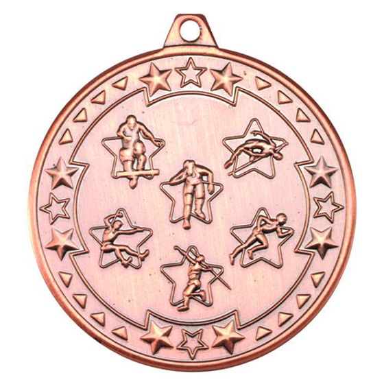 Multi Athletics 'tri Star' Medal - Bronze 2in (50mm)