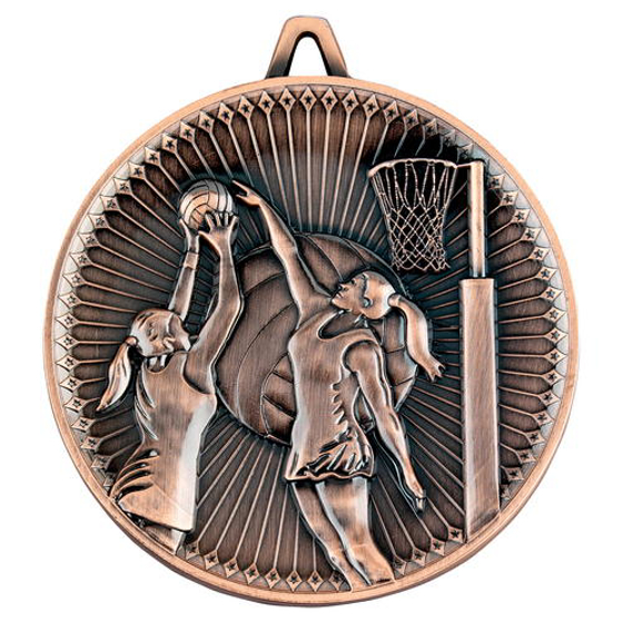 Netball Deluxe Medal - Bronze 2.35in (60mm)