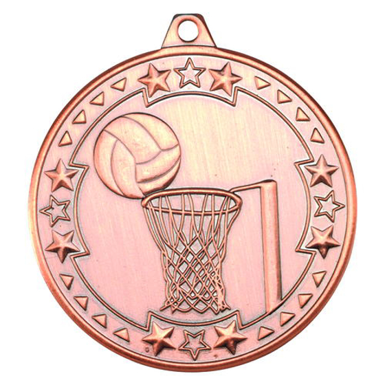 Netball 'tri Star' Medal - Bronze 2in (50mm)