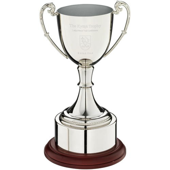 Nickel Plated Cup On Round Plinth With Band - 14.5in (368mm)