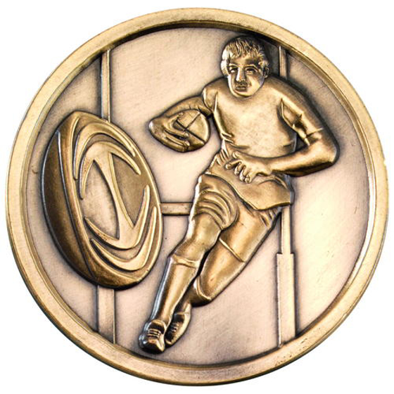 Rugby Medallion - Antique Gold 2.75in (70mm)