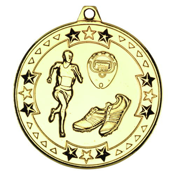 Running 'tri Star' Medal - Gold 2in (50mm)