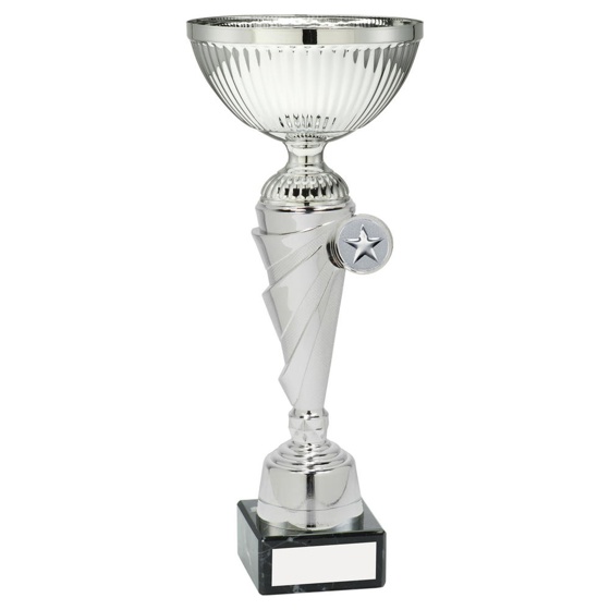 Silver Stepped Stem Trophy (1in Centre) - 9.75in (248mm)