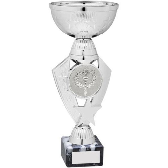 Silver Total Plastic Star Trophy - (2in Centre) 9in (229mm)