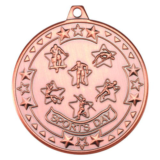 Sports Day 'tri Star' Medal - Bronze 2in (50mm)