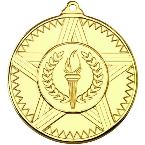 Striped Star Medal (1in Centre) - Gold 2in (50mm)