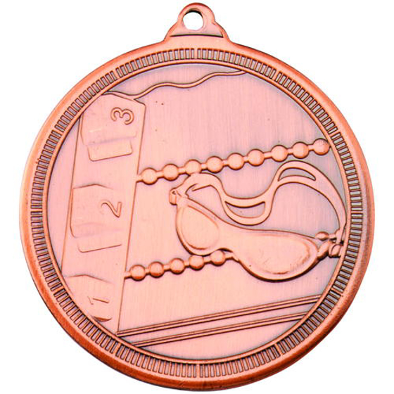 Swimming 'multi Line' Medal - Bronze 2in (50mm)