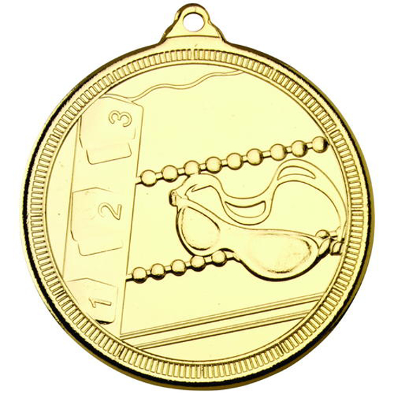 Swimming 'multi Line' Medal - Gold 2in (50mm)