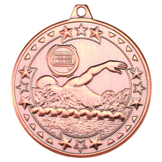 Swimming 'tri Star' Medal - Bronze 2in (50mm)