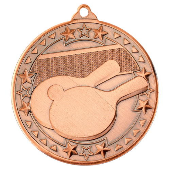 Table Tennis 'tri Star' Medal - Bronze 2in (50mm)