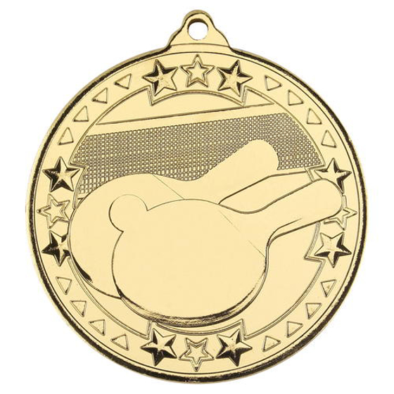 Table Tennis 'tri Star' Medal - Gold 2in (50mm)