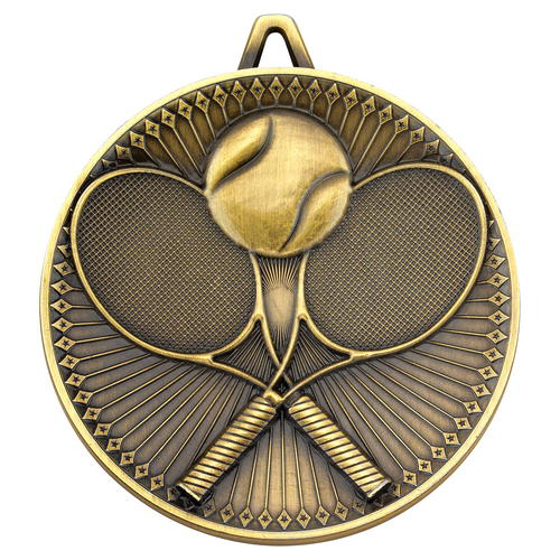 Tennis Deluxe Medal - Antique Gold 2.35in (60mm)